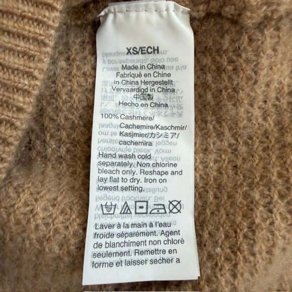 J Crew Cashmere Waffle Knit Cardigan Sweater Camel Tan Striped XS - Picture 14 of 14